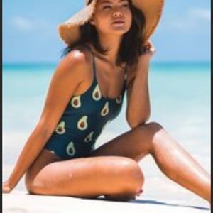 BERMIES Avacado one piece bathing suit size Small